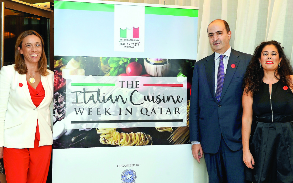 Italian Ambassador Guido De Sanctis with his wife and Italian Chamber of Commerce Chairperson, Palma Libotte (left) during the Italian cuisine week-Qatar at Westin Hotel. Pic: Kammutty V P / The Peninsula