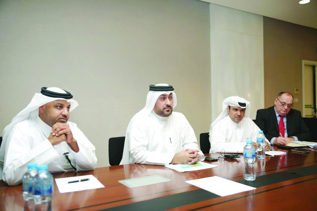 From Second Right: Khalid Saif Al Khayareen, Drainage Networks Projects Department Manager, Khalid Al Obaidli, Assistant of Drainage Networks Operations & Maintenance Department and Abdulla Saad Al Saad, Public Relations & communications Department Manage