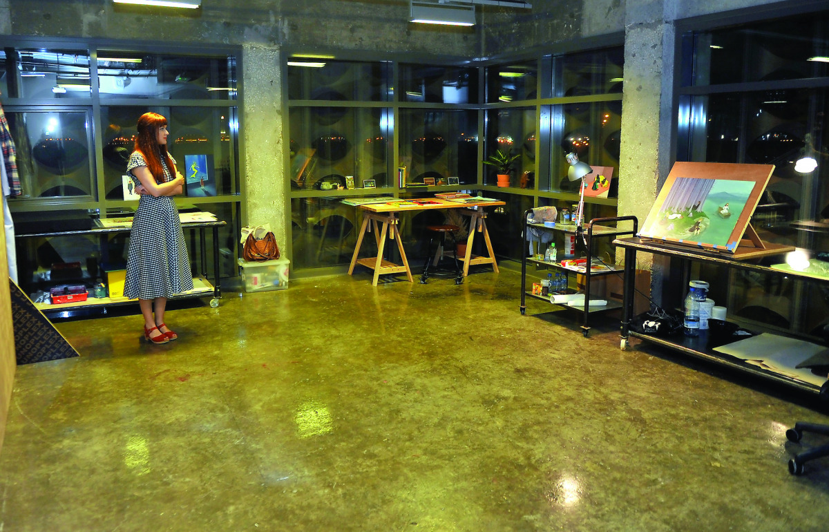 Artist in Residence Zoe Hawk at one of the studios in the Fire Station. 
Pic: Abdul Basit / The Peninsula