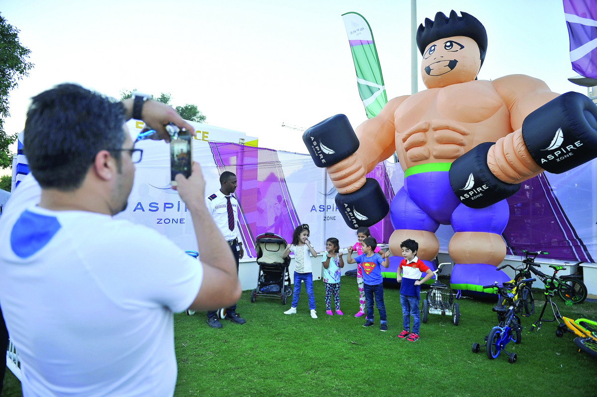Children enjoying the various activities during The 4th edition of 'Qatar's Strongest Man' contest which took place at Aspire Park yesterday.  Pic by Baher Amin / The Peninsula