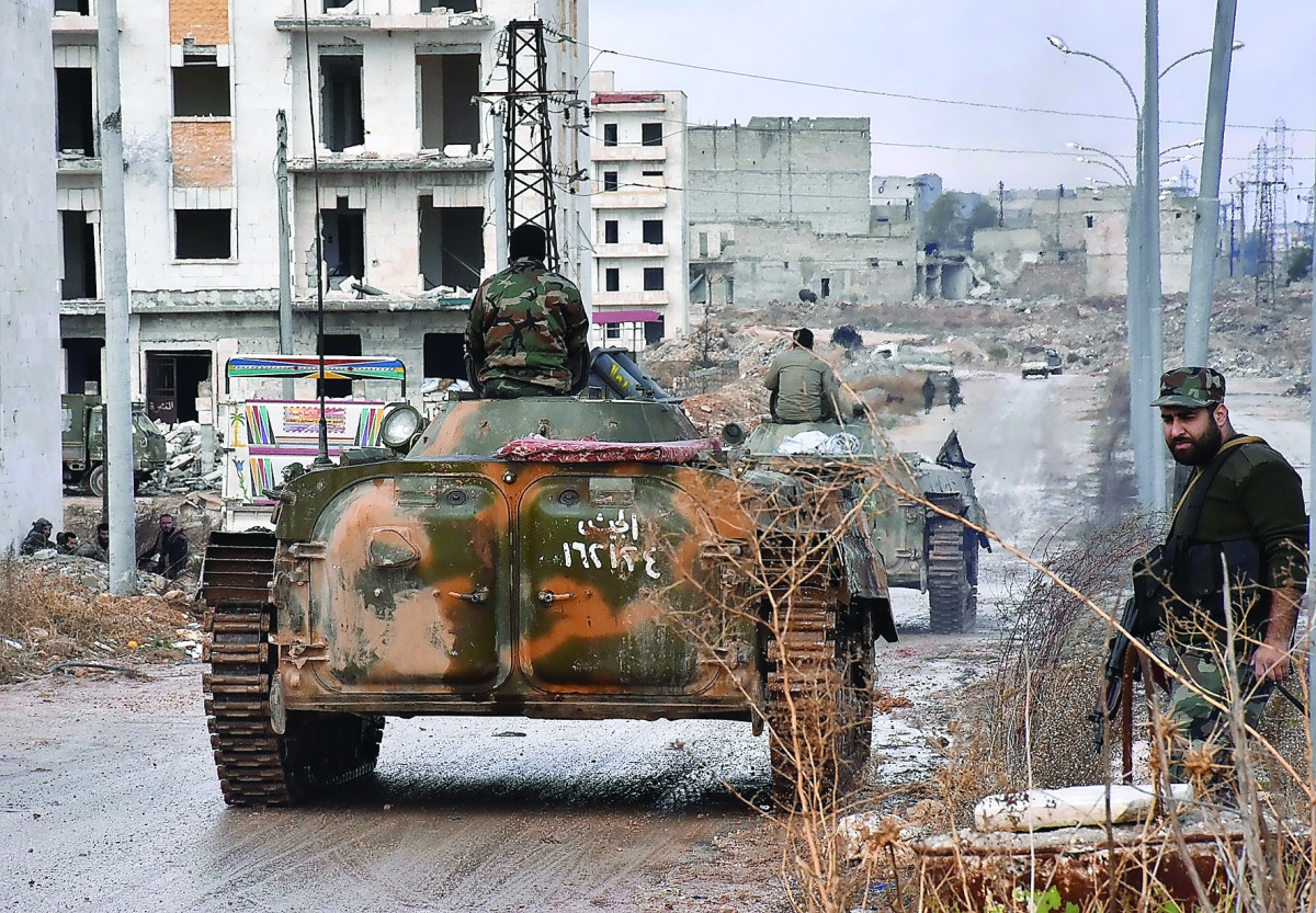 Syrian pro-government forces set up an outpost yesterday in the Aleppo's eastern neighbourhood of Sakan al-Shababi after they retook from rebel fighters.