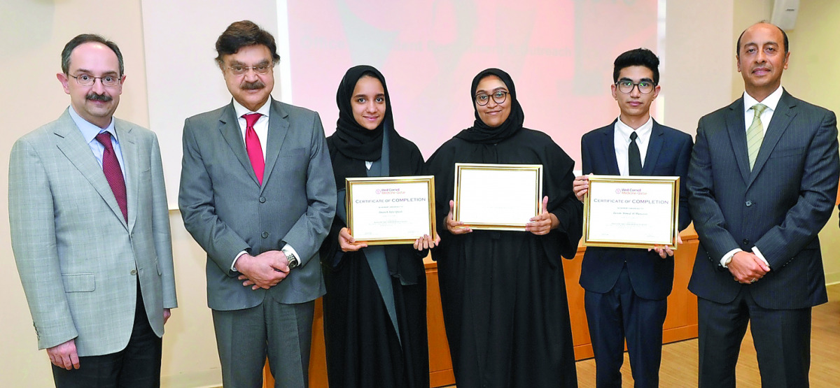 The winners of Healing Hands competition with Dr Marco Ameduri (left), Dr. Javaid Sheikh and Dr. Rachid Bendriss (right).