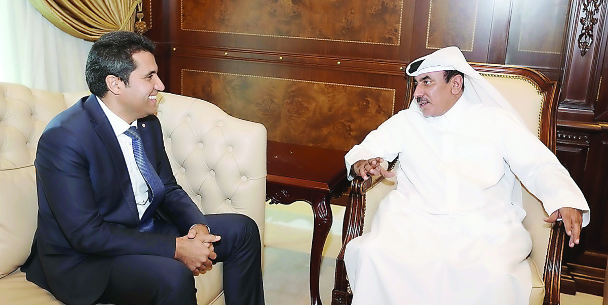 Minister of Transport and Communications H E Jassim Saif Ahmed Al Sulaiti with Tunisian Minister of Communication Technologies and Digital Economy Dr Mohamed Anouar Maarouf. They discussed several topics of common interest in the fields of communications 