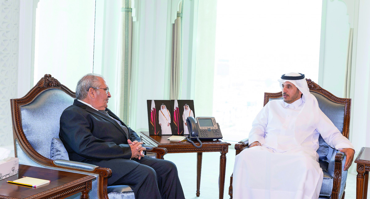Prime Minister and Minister of Interior H E Sheikh Abdullah bin Nasser bin Khalifa Al Thani with Ambassador of the Republic of Cuba, Emilio Caballero Rodriguez, in Doha yesterday. They discussed bilateral cooperation and means to enhance them in all field
