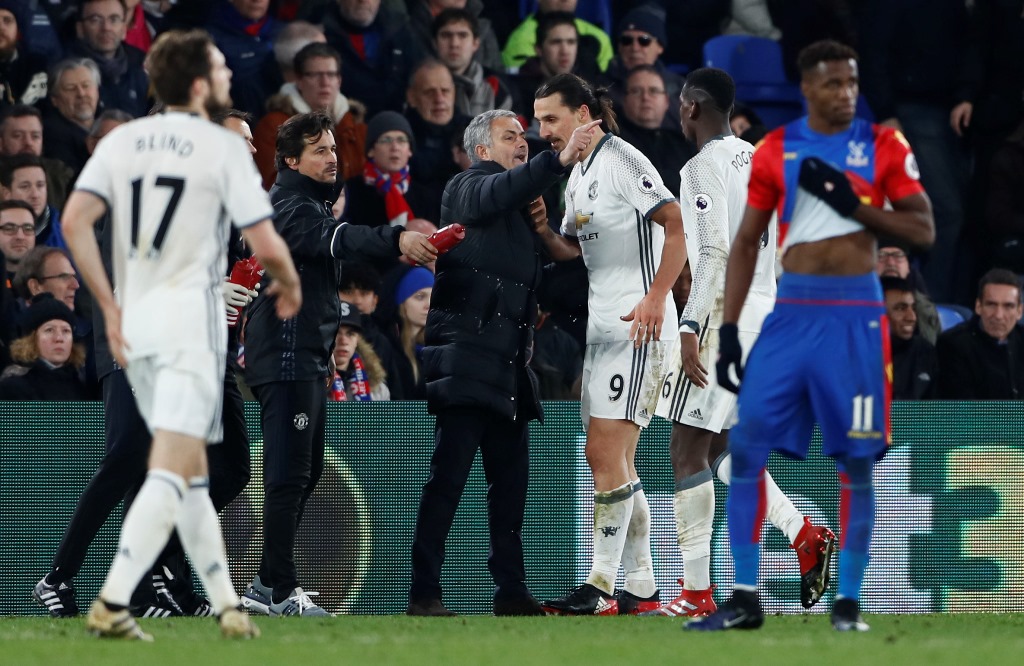 File photo of Manchester United's Zlatan Ibrahimovic with manager Jose Mourinho. Reuters / Stefan Wermuth