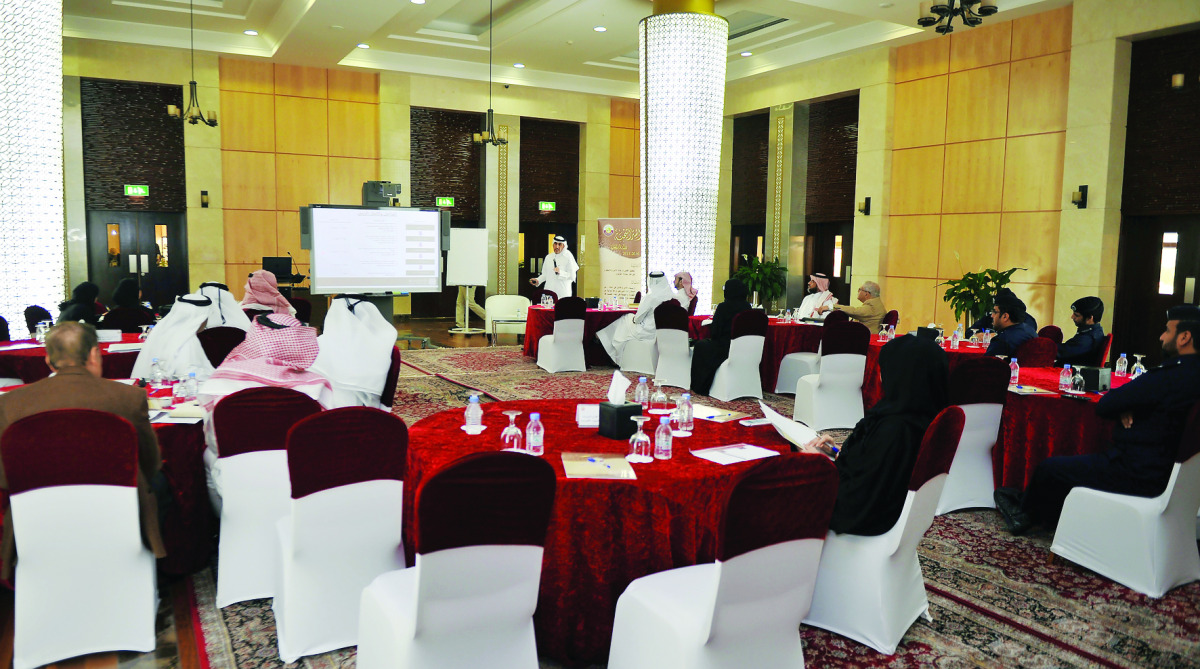 Abdul Rahman Majid Al Sulaiti, Director, Strategic Planning Department, speaking at a meeting on the implementation of the Security and Public Safety sector strategy.  Pic: Abdul Basit / The Peninsula

