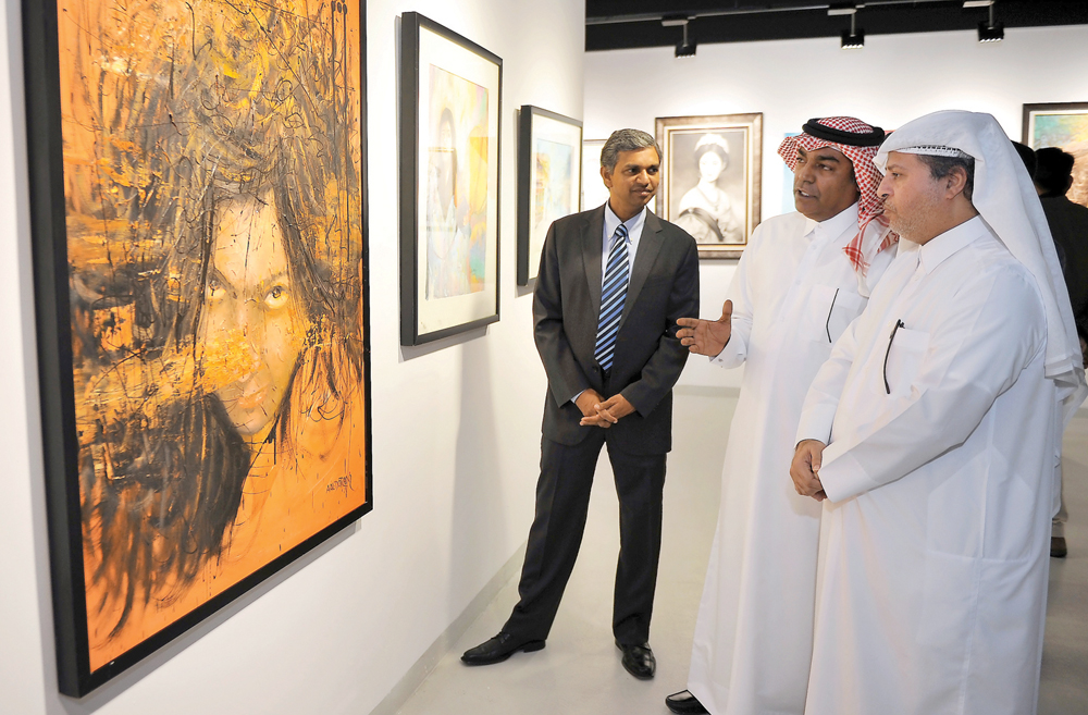 Ahmad Al Sayed (right), Deputy General Manager for Operations, Katara, and P Kumaran (left), Indian Ambassador, at the opening of the exhibition at Katara on Tuesday.
Pic: Abdul Basit/ The Peninsula