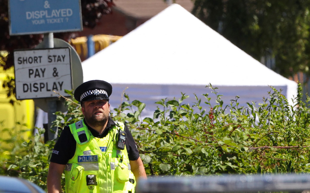 A Police forensics is pictured in Spalding north-east England, on July 19, 2016 (AFP) 