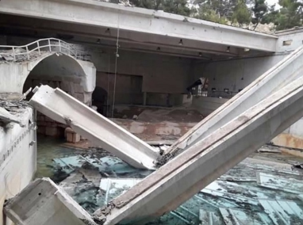  Ein al Fija , a picture taken by a rebel showed the pumping station's ceiling has collapsed. 