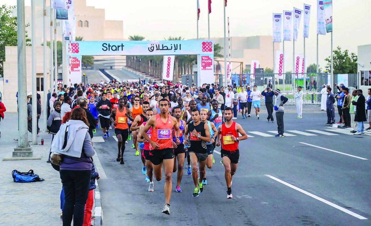 File picture of runners participating in the fourth annual Ooredoo Marathon on the Corniche in 2016. 