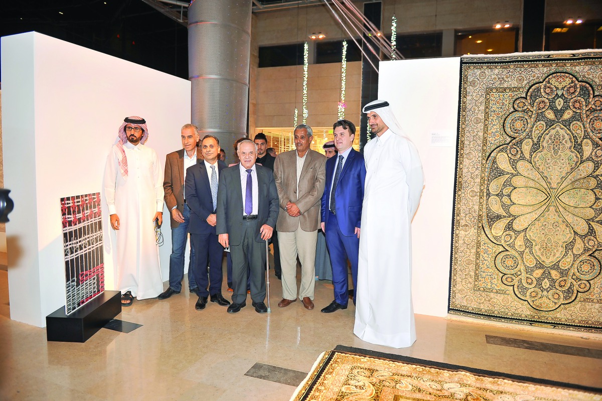 FROM RIGHT: AbdulSalam Abu-Issa, Deputy COO of Salam International; Erhan Or, Han Hali owner; Abdul Aziz Sabe, Algerian Ambassador; Munir Ghannam, Palestinian Ambassador; Ajay Sharma, British Ambassador; and other guests at the opening of Hereke Carpet Ex