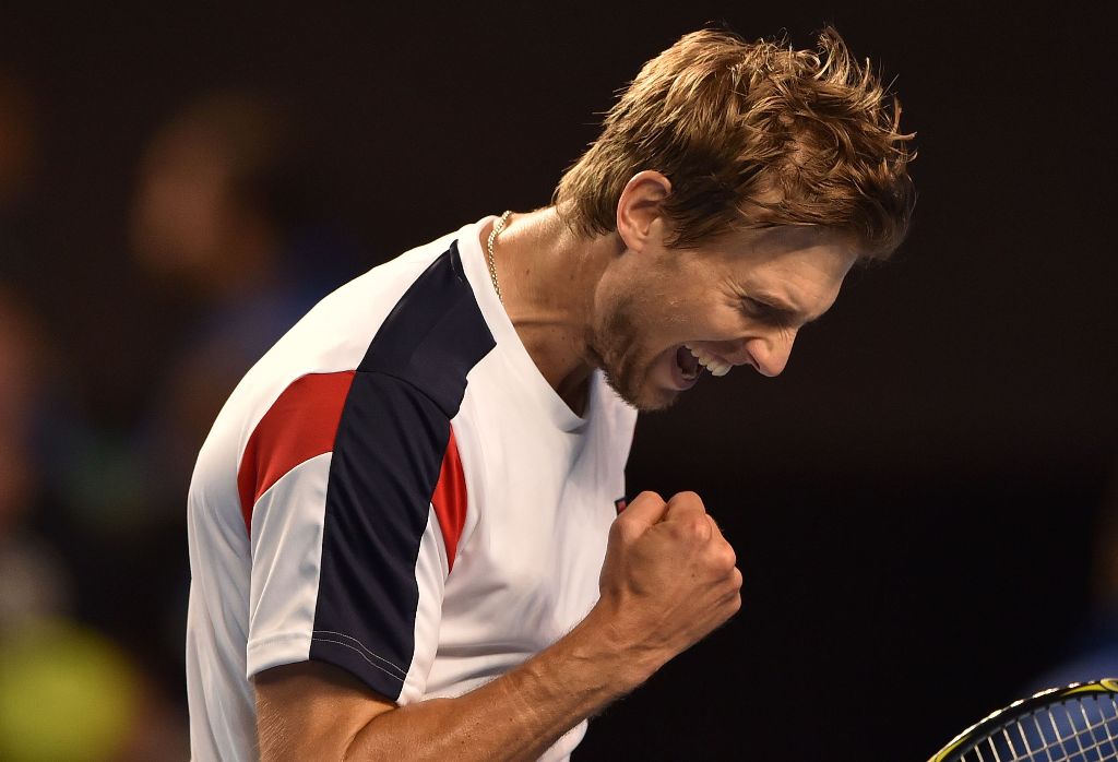 Italy's Andreas Seppi celebrates his win against Australia's Nick Kyrgios during their men's singles match on day three of the Australian Open tennis tournament in Melbourne on January 18, 2017. AFP / PETER PARKS