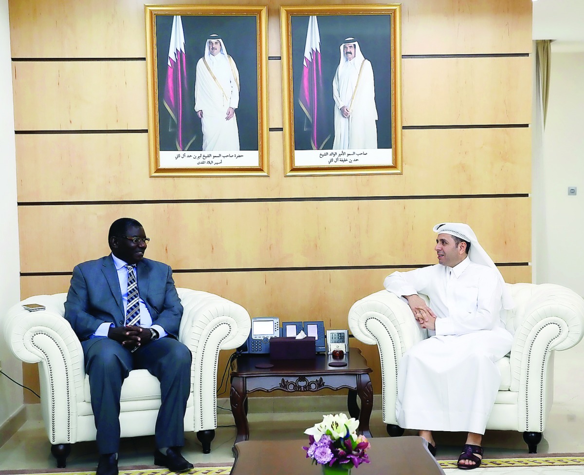 HE Dr Mohammed bin Abdul Wahed Al Hammadi with Stanley Mutumba Simataa.