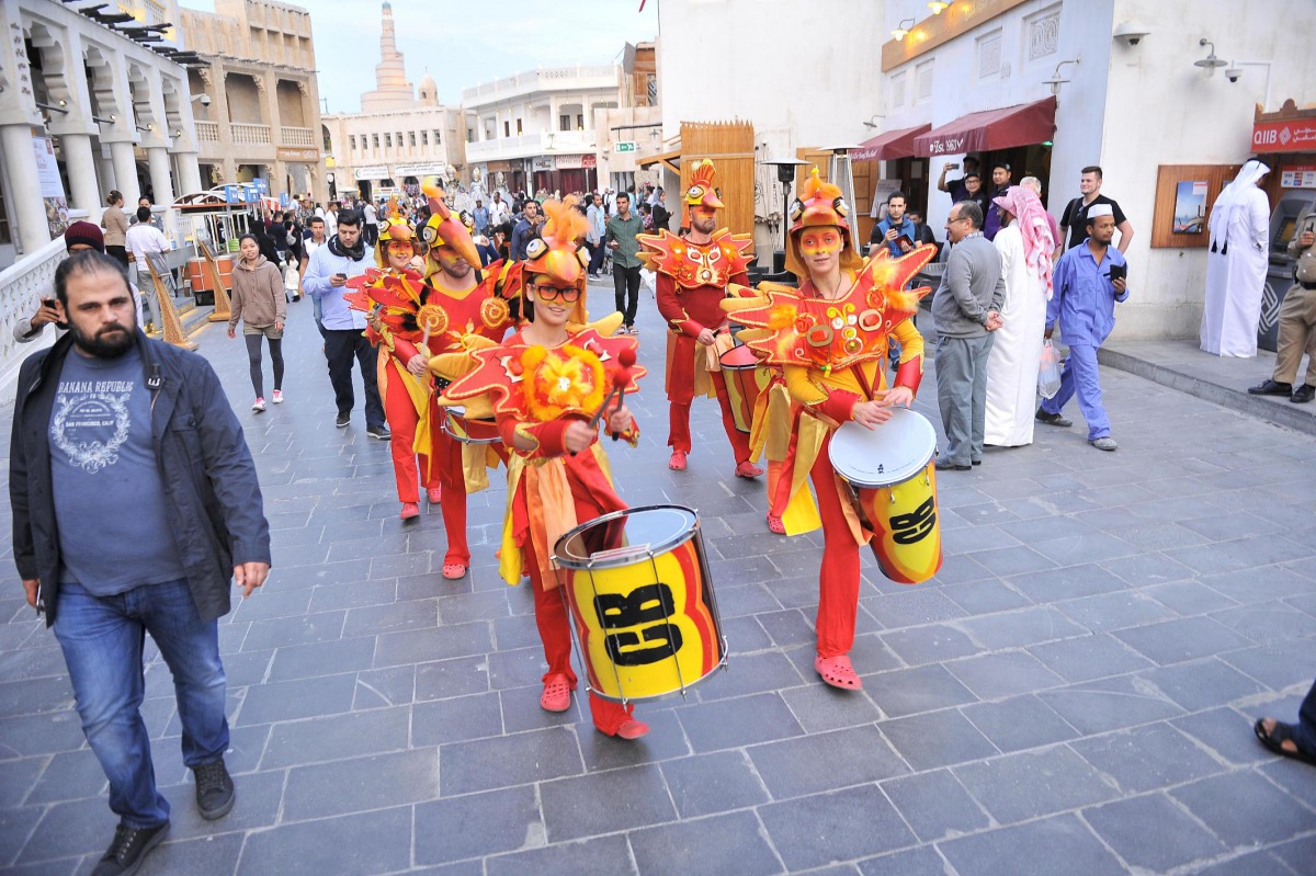 An opening parade of The Spring Festival at Souq Waqif yesterday. (Pic: Baher Amin/The Peninsula)