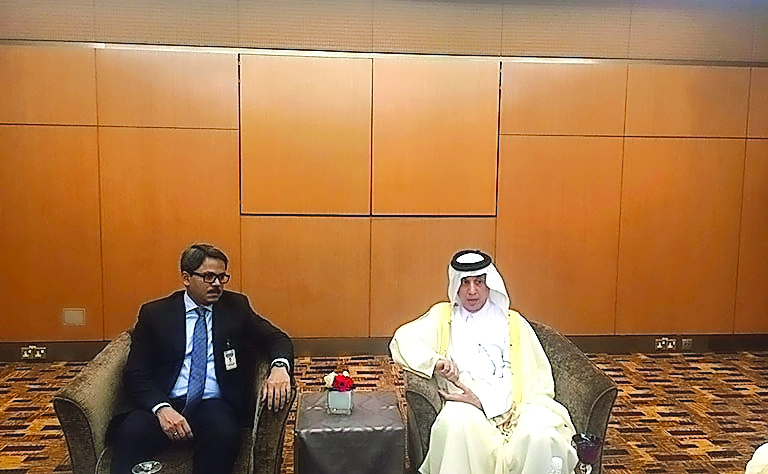 Minister of State for Foreign Affairs, H E Sultan bin Saad Al Muraikhi, with Shahriar Alam, in Kuala Lumpur. 