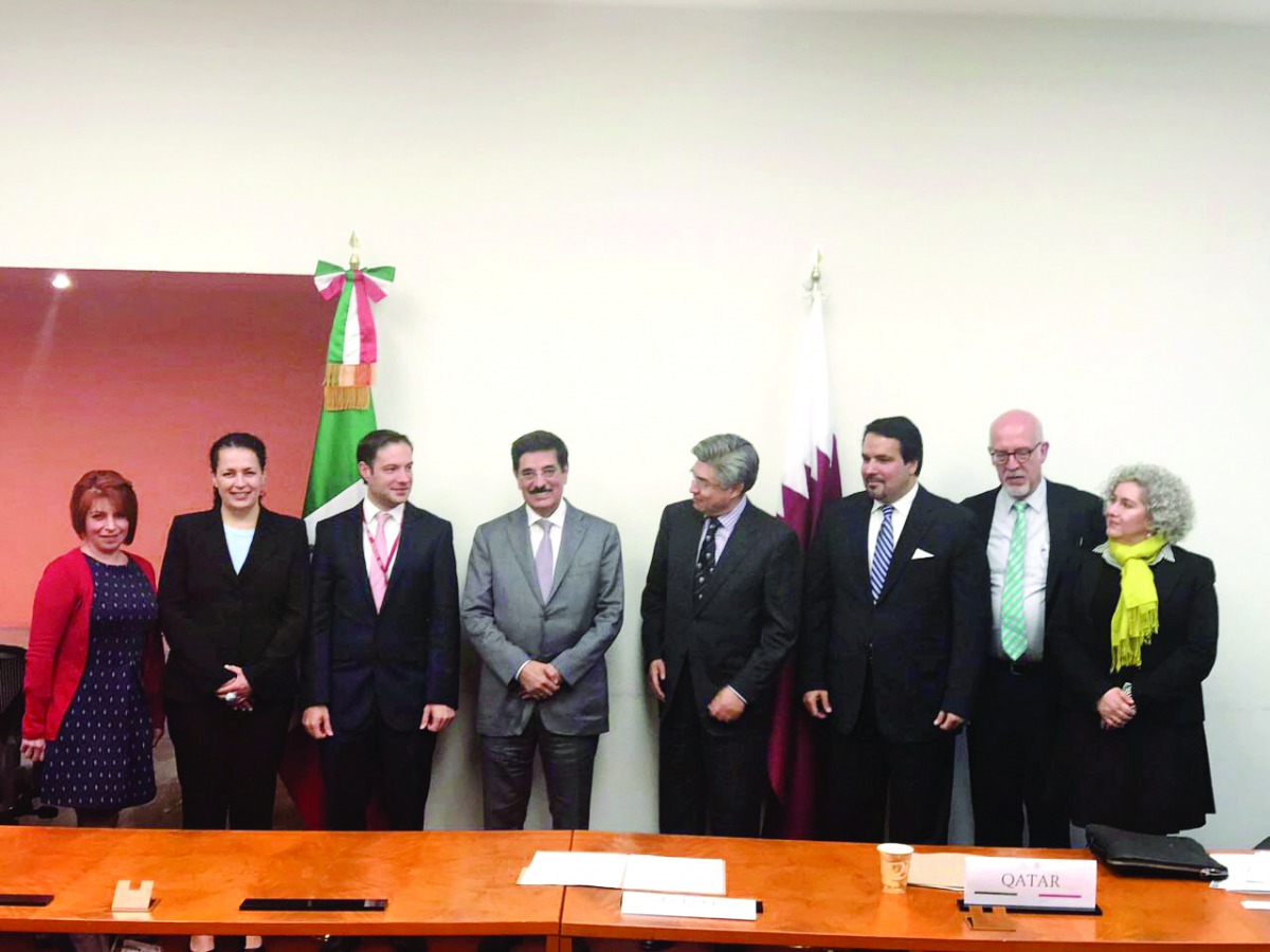H E Dr Hamad bin Abdulaziz Al Kawari with Mexican leaders.