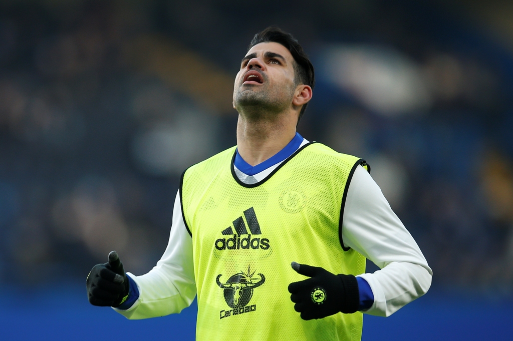 Chelsea's Diego Costa warms up before the match. Reuters / Andrew Couldridge