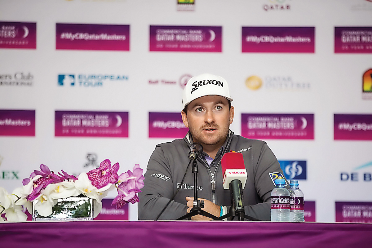 Graeme McDowell of Northern Ireland speaks during a press conference held in Doha, ahead of the Commercial Bank Qatar Masters which begins today. 