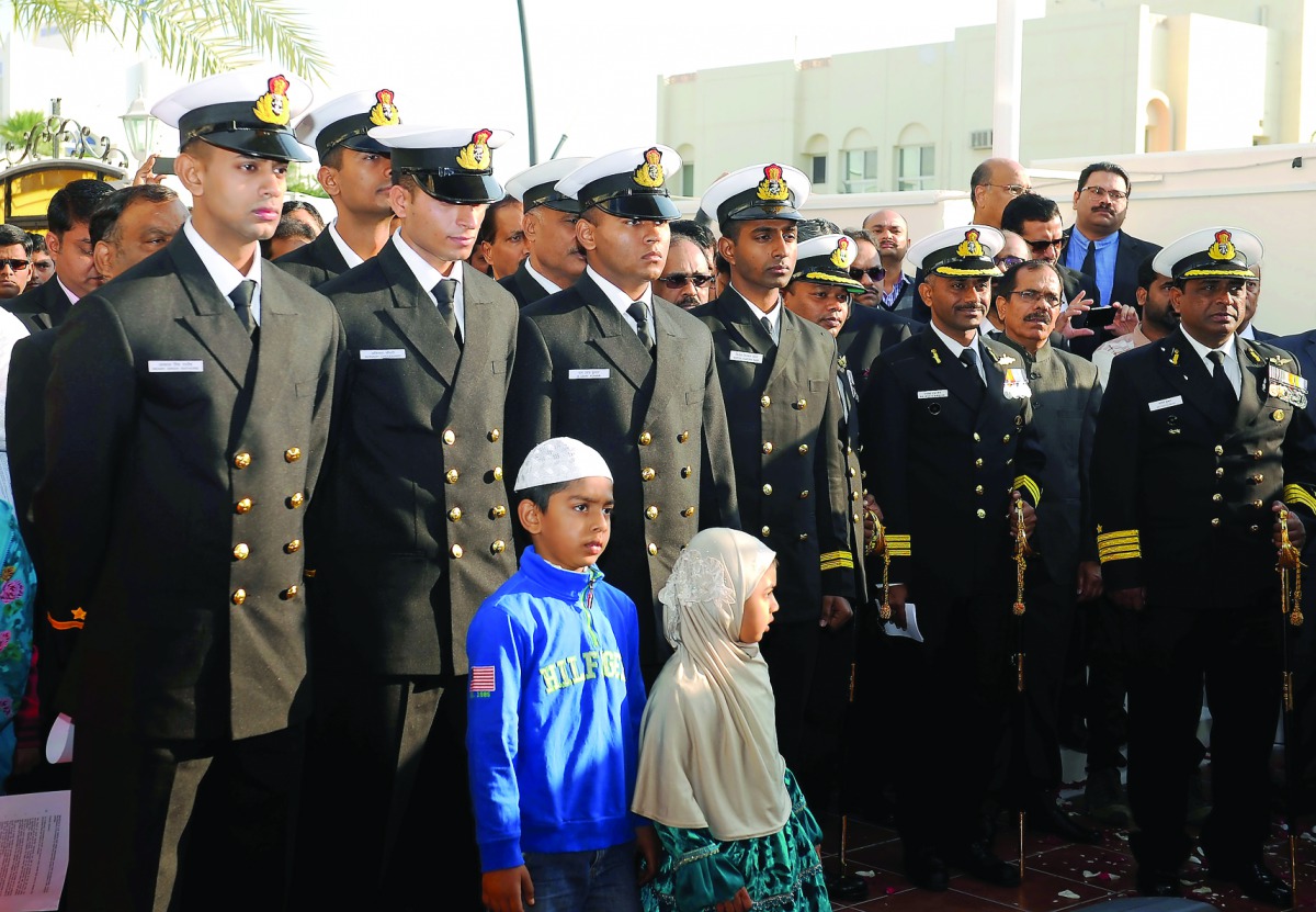 Officers of ICGS Samudra Pavak at the Republic Day function. Pic: Salim Matramkot / The Peninsula