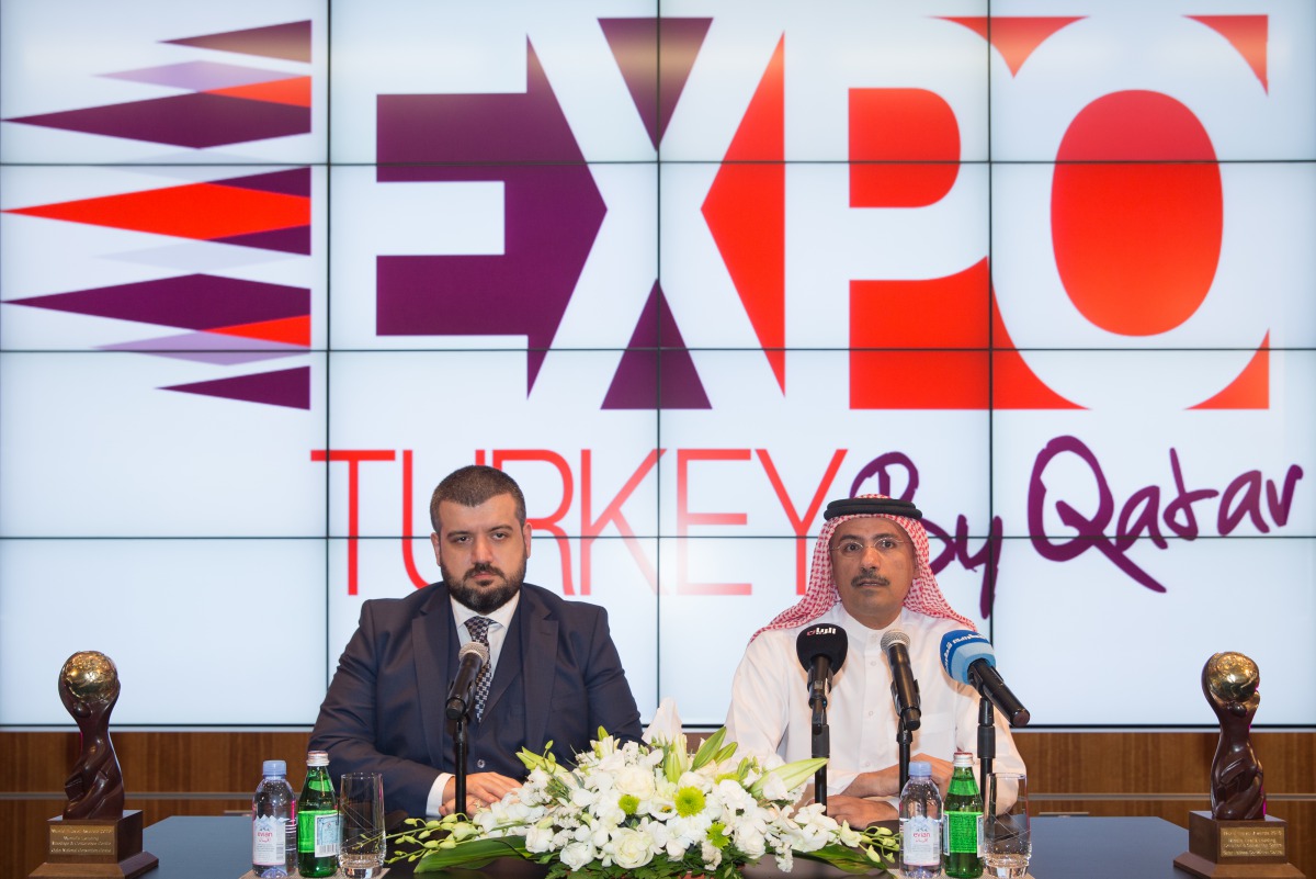 Representatives from Qatar and Turkey give information about the exhibition.