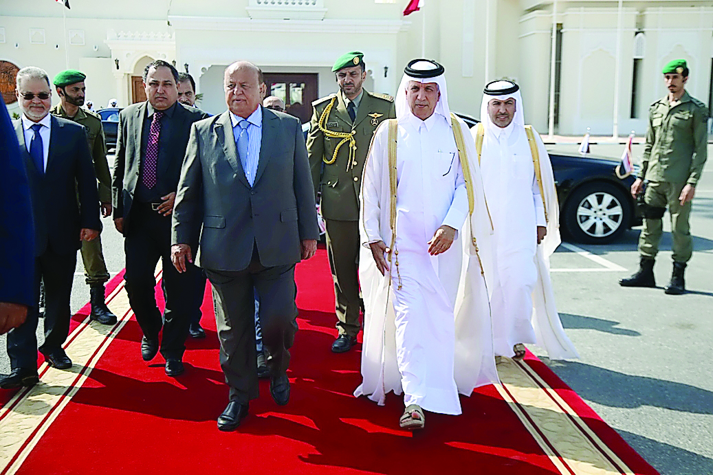 President of the Republic of Yemen, Abdrabuh Mansur Hadi, left Doha yesterday after a two-day visit. The President and his accompanying delegation were seen off at Doha International Airport by Minister of State for Foreign Affairs H E Sultan bin Saad Al 
