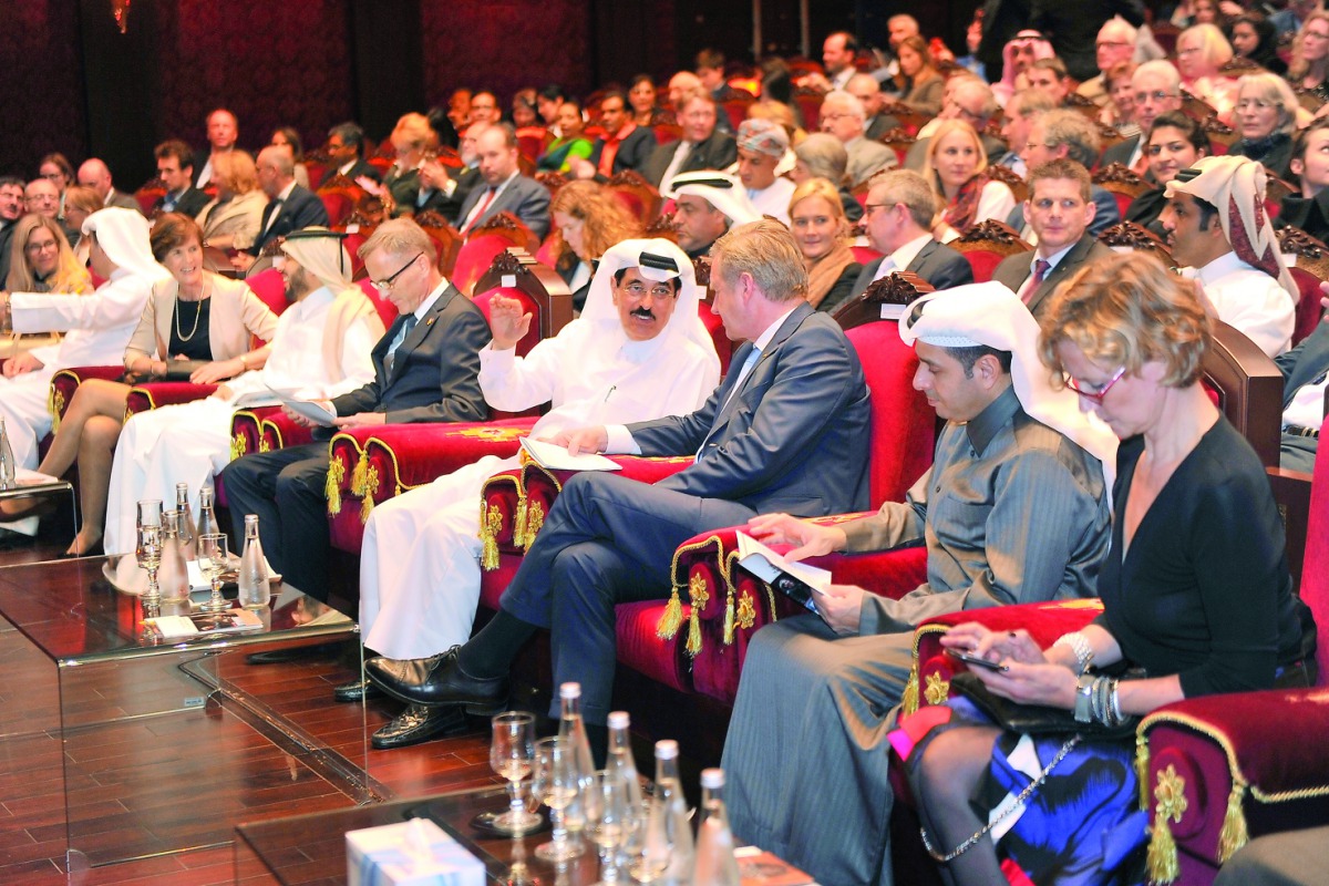 H E Dr Mohammed bin Abdul Wahed Al Hamadi, Minister of Education and Higher Education, H E Dr Hamad bin Abdulaziz Al Kawari, Cultural Adviser at the Emiri Diwan and Qatar's candidate for the post of Unesco Secretary-General, and former German president Ch