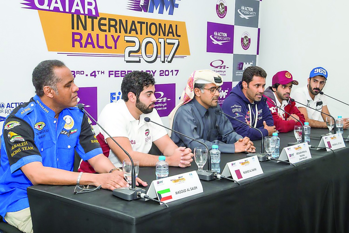 QMMF President Abdulrahman Al Mannai at a press conference along with top drivers at this week's Qatar International Rally.