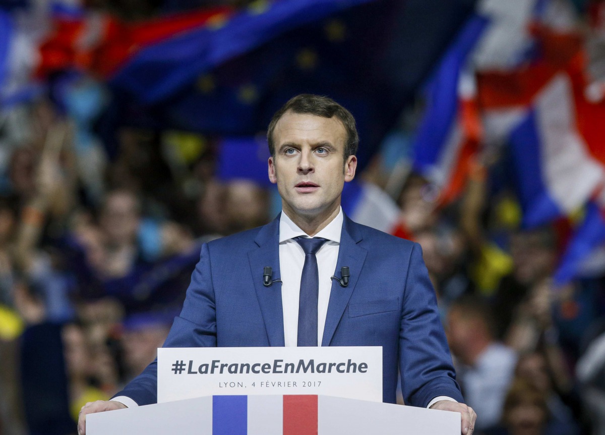 Emmanuel Macron, head of the political movement En Marche !, or Onwards !, and candidate for the 2017 presidential election, attends a campaign rally in Lyon, France, February 4, 2017. (REUTERS/Robert Pratta)