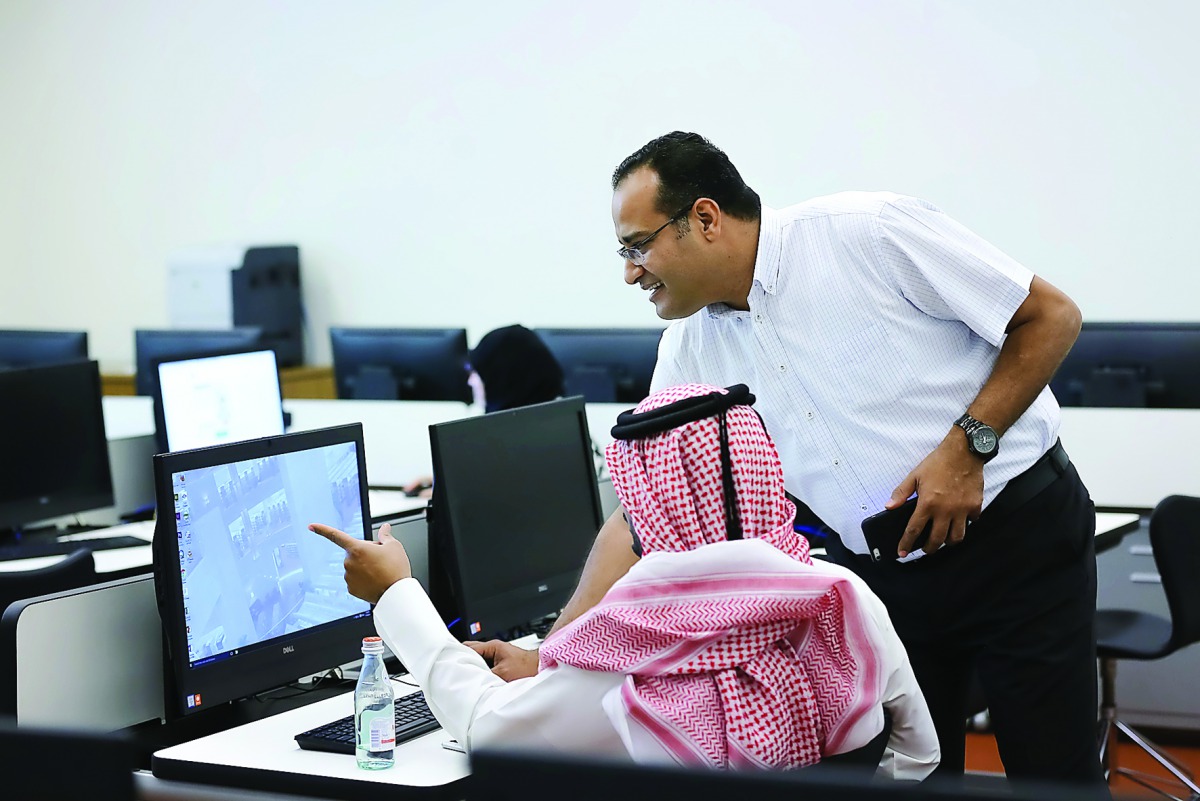 A participant of one of the courses takes lessons at Georgetown University in Qatar. 