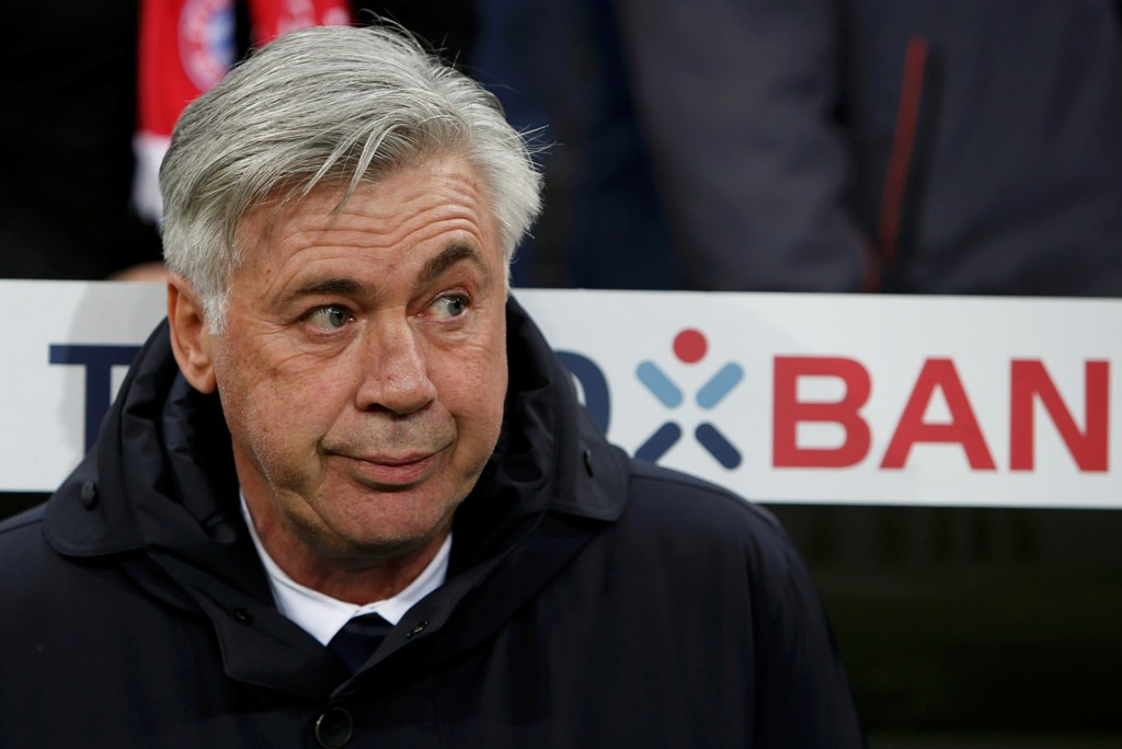 Bayern Munich coach Carlo Ancelotti before his team's match against VFL Wolfsburg. REUTERS/Michaela Rehle 
