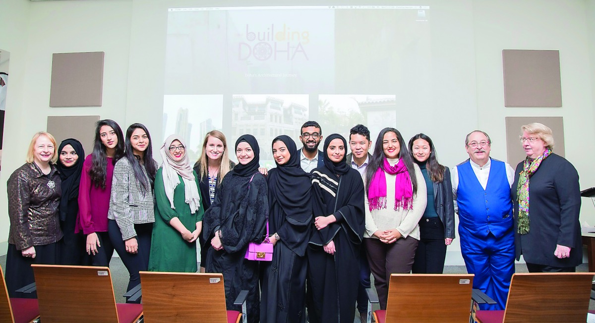 A group of Northwestern University in Qatar (NU-Q) students with Qatar Green Building Council (QGBC) experts at a recently held event. 
