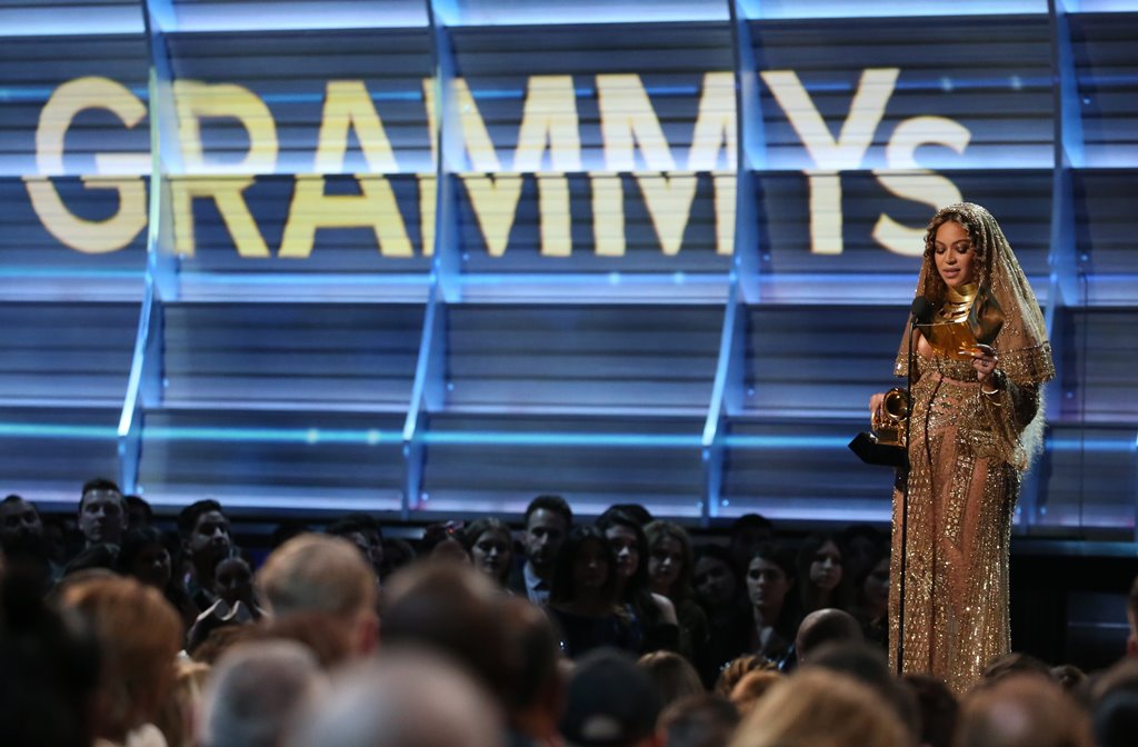 Beyonce accepts the Grammy for Best Urban Contemporary Album for 