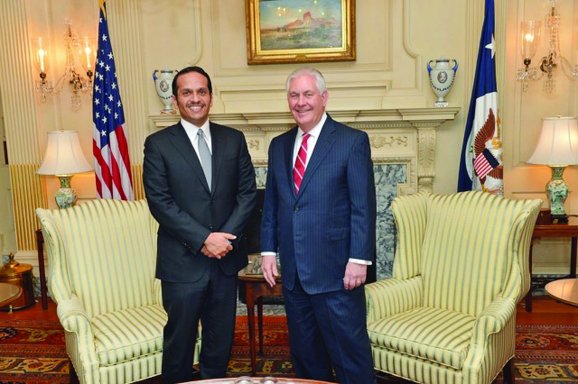 Foreign Minister H E Sheikh Mohamed bin Abdulrahman Al Thani met with US Secretary of States Rex Tillerson in Washington DC. During the meeting, they discussed bilateral relations and exchanged views on regional issues, especially in Palestine, Syria and 