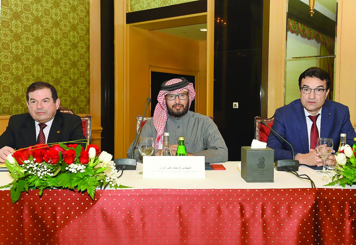 Officials at the forum for survey and geographic information system in Doha yesterday. 