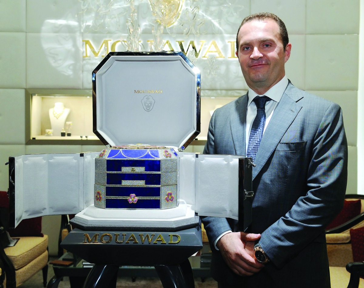 Pascal Mouawad, Co-Guardian of Mouawad Retail Division with The Flower of Eternity Jewellery Coffer.   Pic Salim Matramkot / The Peninsula