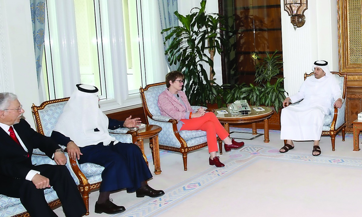 Prime Minister and Interior Minister H E Sheikh Abdullah bin Nasser bin Khalifa Al Thani met with the United Nations Deputy High Commissioner for Human Rights Kate Gilmore,  Secretary-General of the Arab Maghreb Union Dr Taieb Baccouche, and President of 