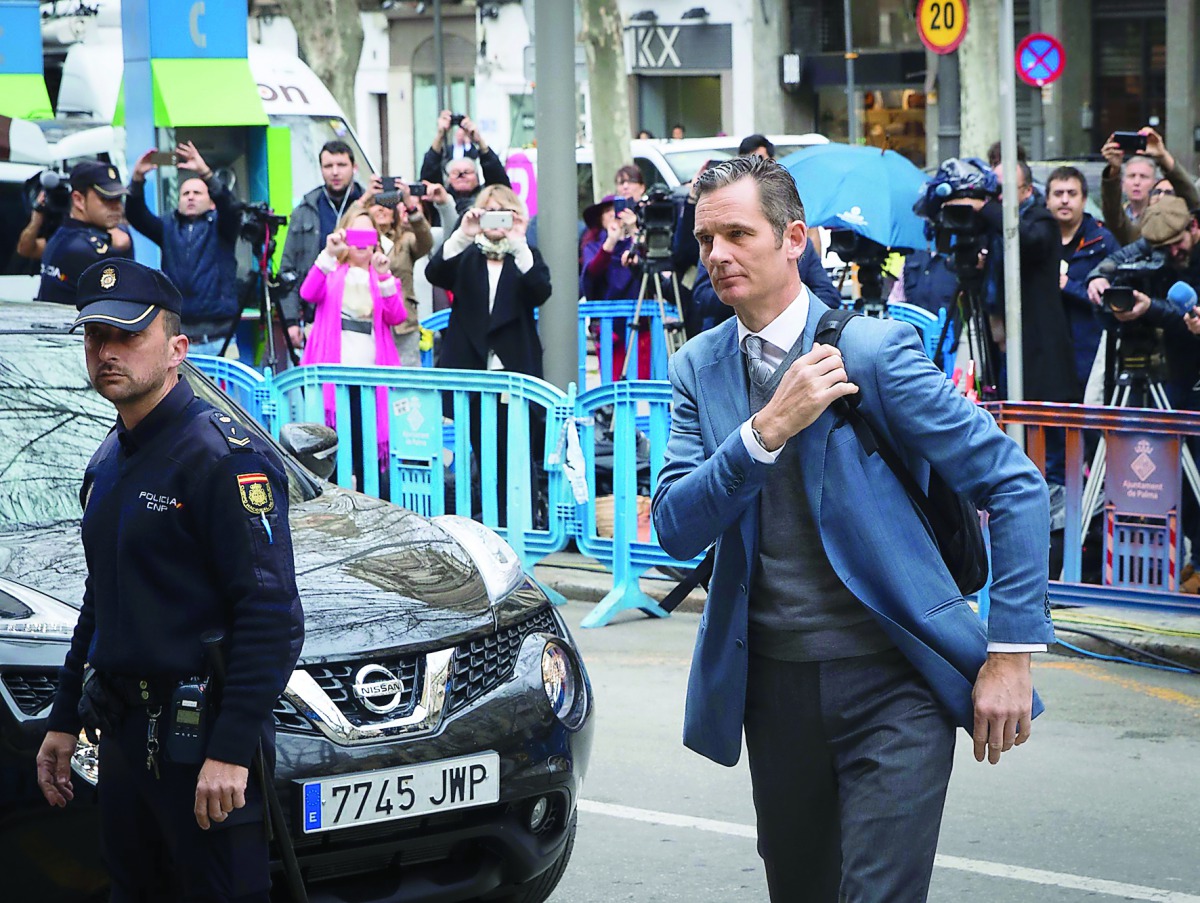 Husband of Spain's Princess Cristina, Inaki Urdangarin arrives to the courthouse in Palma de Mallorca, on the Spanish Balearic Island of Mallorca, yesterday.