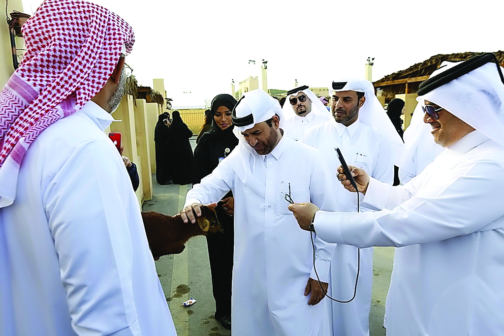 Katara General Manager Dr Khalid bin Ibrahim Al Sulaiti and other officials tour the barns, which showcase various breeds of sheep and goats, at the opening of sixth Halal Qatar Festival at Katara.