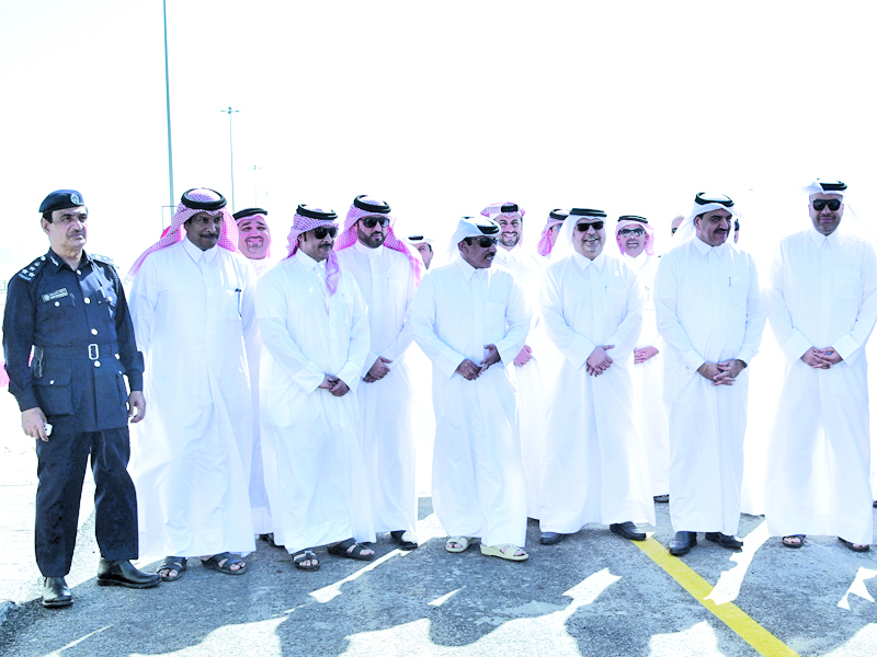 Ministers and officials at the opening of a road linking the new Hamad Port and Truck Route, yesterday.
