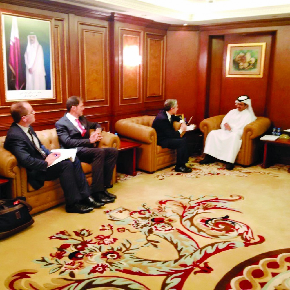 Minister of Energy and Industry H E Dr Mohammed bin Saleh Al Sada with François-Philippe Champagne, Minister of International Trade of Canada. They discussed issues relating to enhancing bilateral investments.