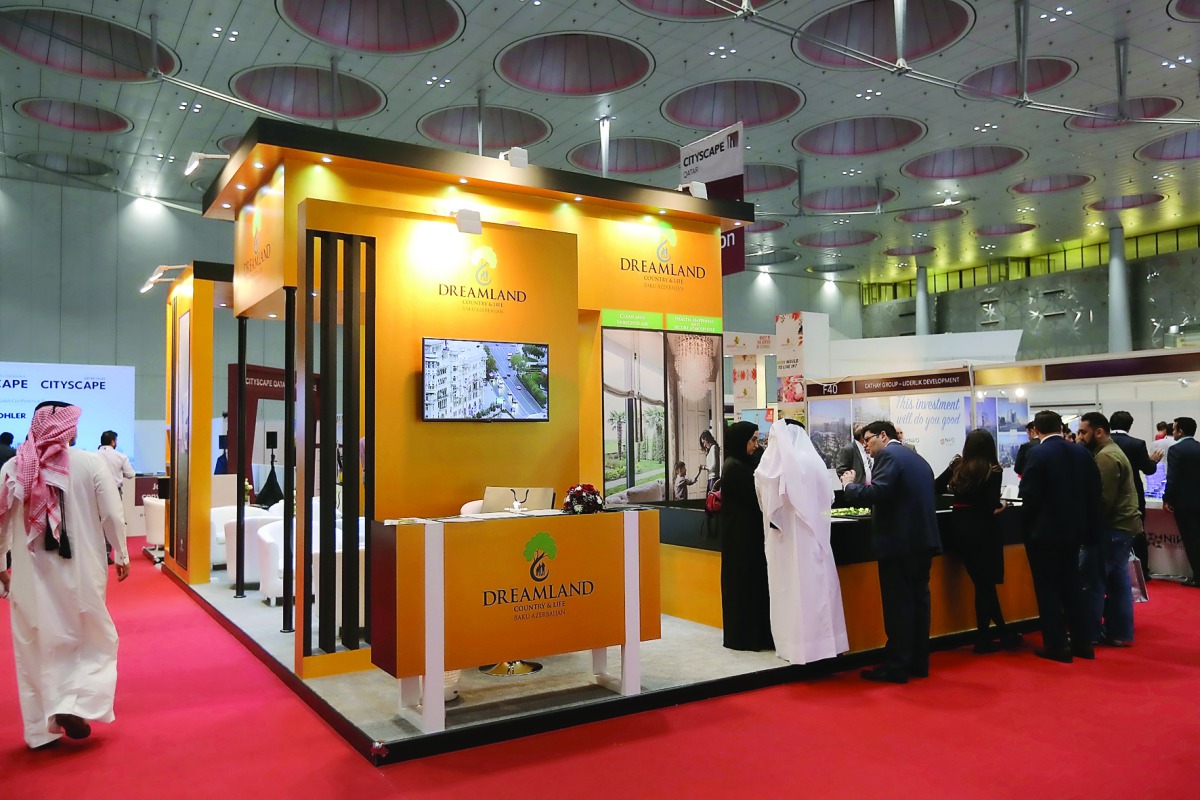Visitors at one of the pavilions at the Cityscape Qatar 2017.