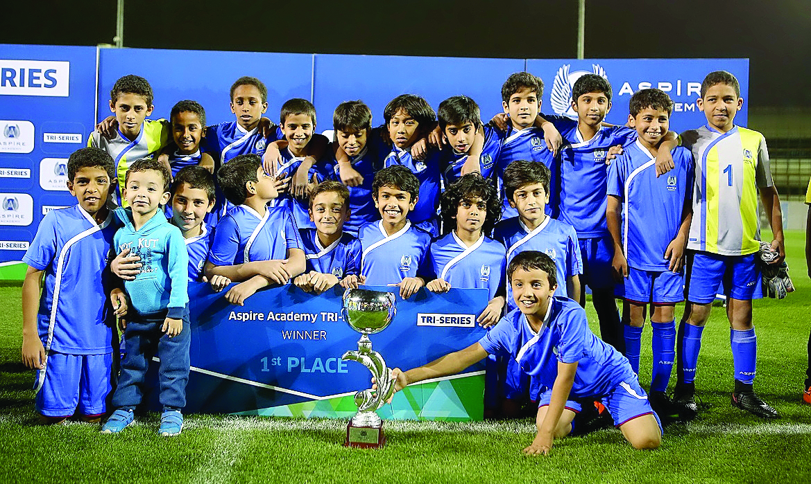 Aspire Academy Under-11 team winners of the Tri-Series football tournament held at Aspire Academy in Doha.