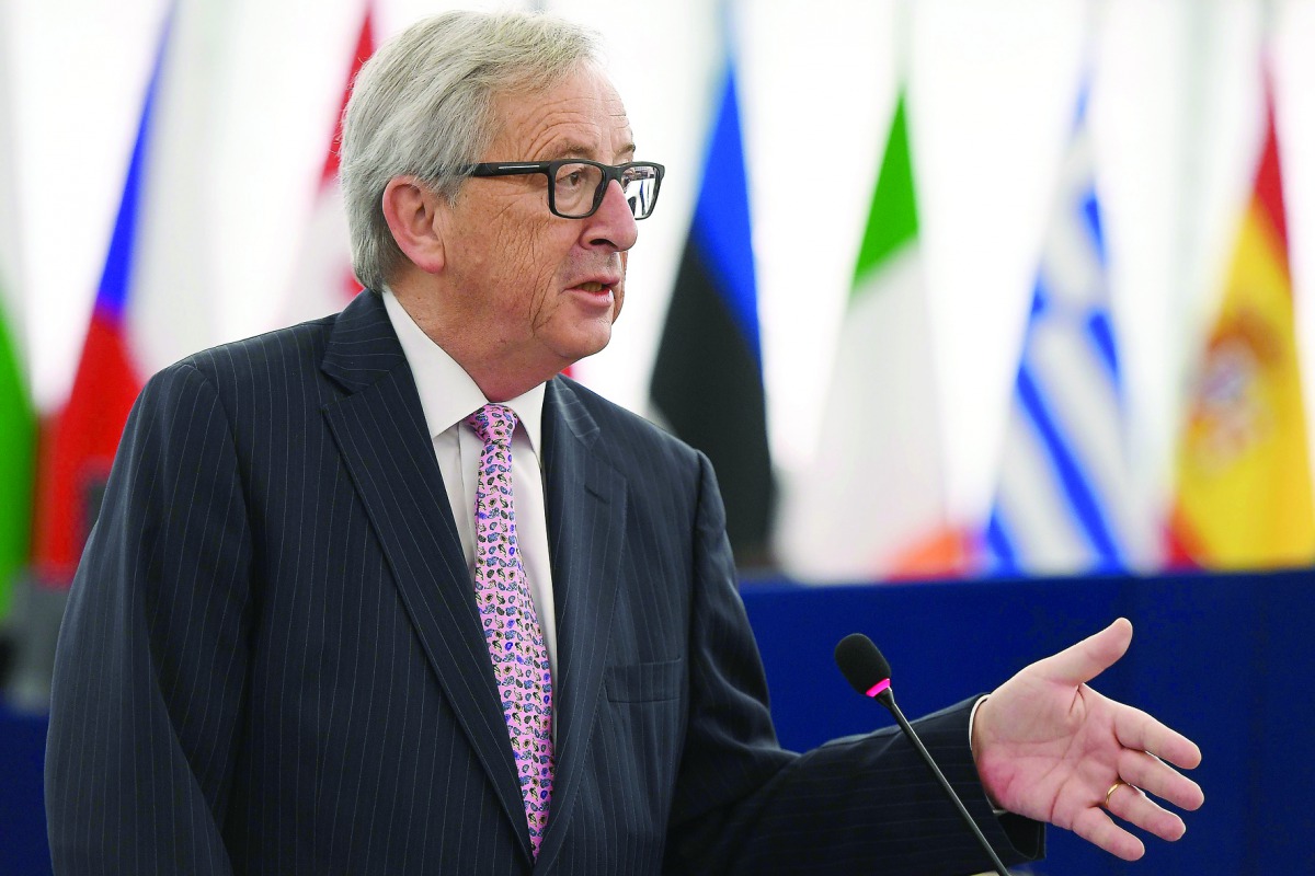 EU Commission President Jean-Claude Juncker speaks at the European Parliament in Strasbourg, France, yesterday. 