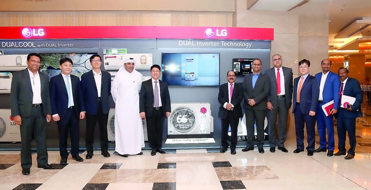 Vice-Chairman & MD of Video Home and Electronic Centre, Sajed Jassim Mohammed Sulaiman; Director & CEO of Video Home and Electronic Centre, C V Rappai; Yong Geun Choi, President of LG Electronics Gulf, General Manager of RAC Sales Division of LG Electroni
