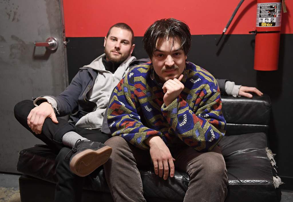 Musicians Philipp Dausch and Clemens Rehbein of Milky Chance pose backstage at Le Poisson Rouge on March 17, 2017 in New York. AFP / ANGELA WEISS