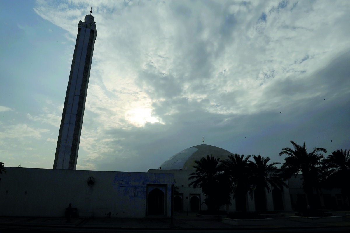 Salahuddin Ayyubi Mosque in Mesaieed silhoutted against an overcast sky yesterday. Pic: Salim Matramkot/The Peninsula