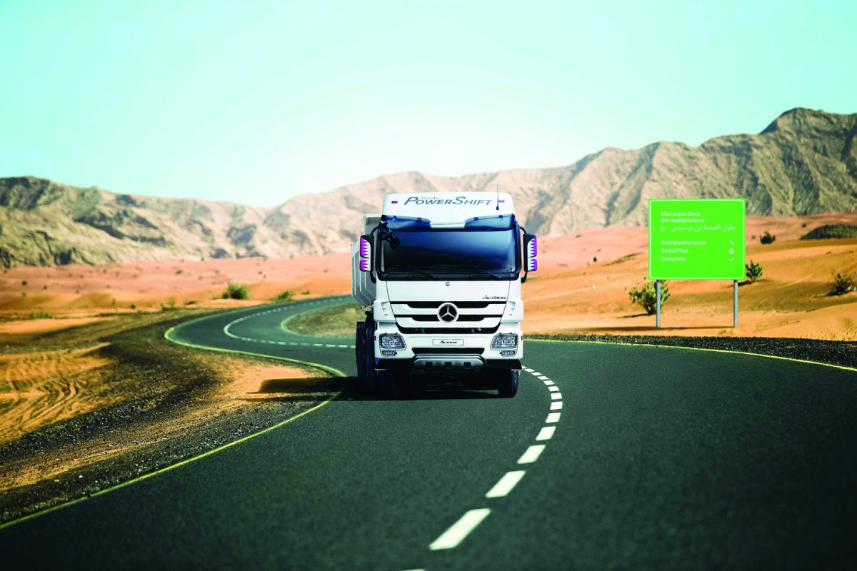 One of the latest models of Mercedes Benz trucks.