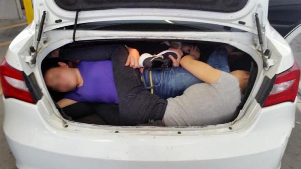 Four Chinese citizens in the trunk of a car that Customs and Border Protection reports was being driven by 24-year-old Jose Emiliano Aguilar, son of Mexican superstar Pepe Aguilar. The car was stopped at the San Ysidro Port of Entry in San Diego, Calif., 