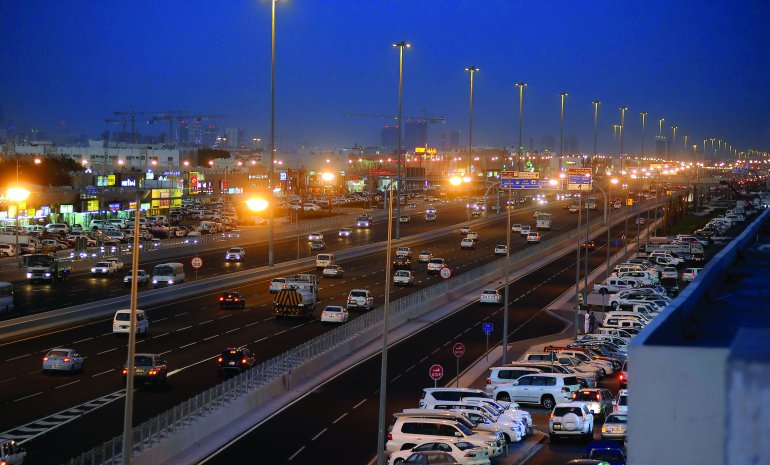 A view of traffic in Qatar. 