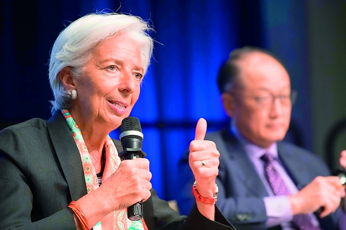 IMF Managing Director Christine Lagarde (left) and World Bank President Jim Yong Kim at the IMF/World Bank Spring Meetings at the World Bank in Washington, DC, US.
